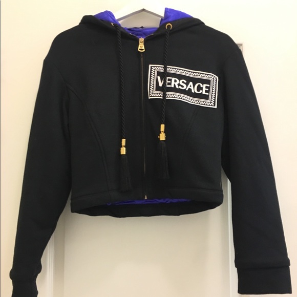 Versace Tops - Versace Cropped Hoodie Sweatshirt SS19 Size 40